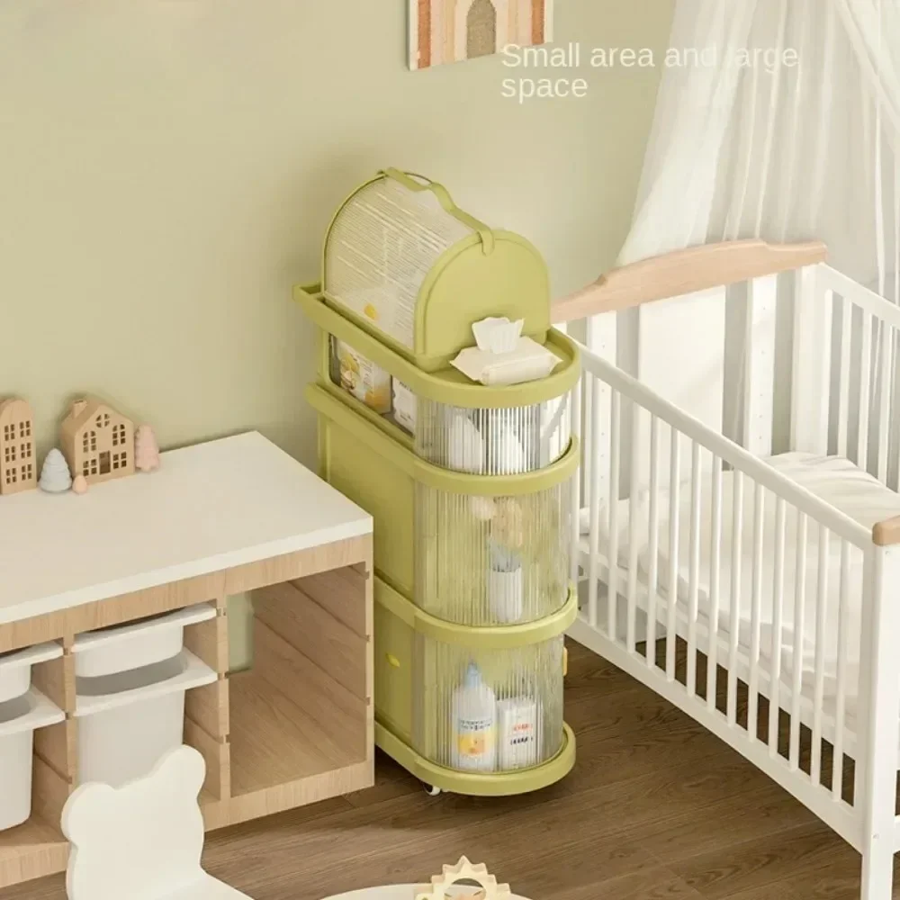 Folding Trolley No Installation Storage Rack Living Room Snack Organizer Shelf Movable Multilayer Children Products Storage Cart