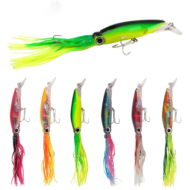 

Lure Bait Artificial Bait Long-range Colorful Simulation Squid Bait 23cm/38g Sea Fishing Fake Bait with Beard Wholesale