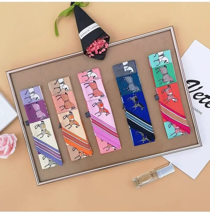 2025 neue Mode Krieg Pferd Frauen Seidenband Schal Handtasche Griff Wrap Tasche Band Schal Frauen Mädchen Kopf Haar Handgelenk Band Tasche – Detail 4