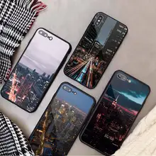 

New York City night pattern Phone Case Tempered glass For iphone 11 12 13 PRO MAX mini 6 7 8 plus X XS XR