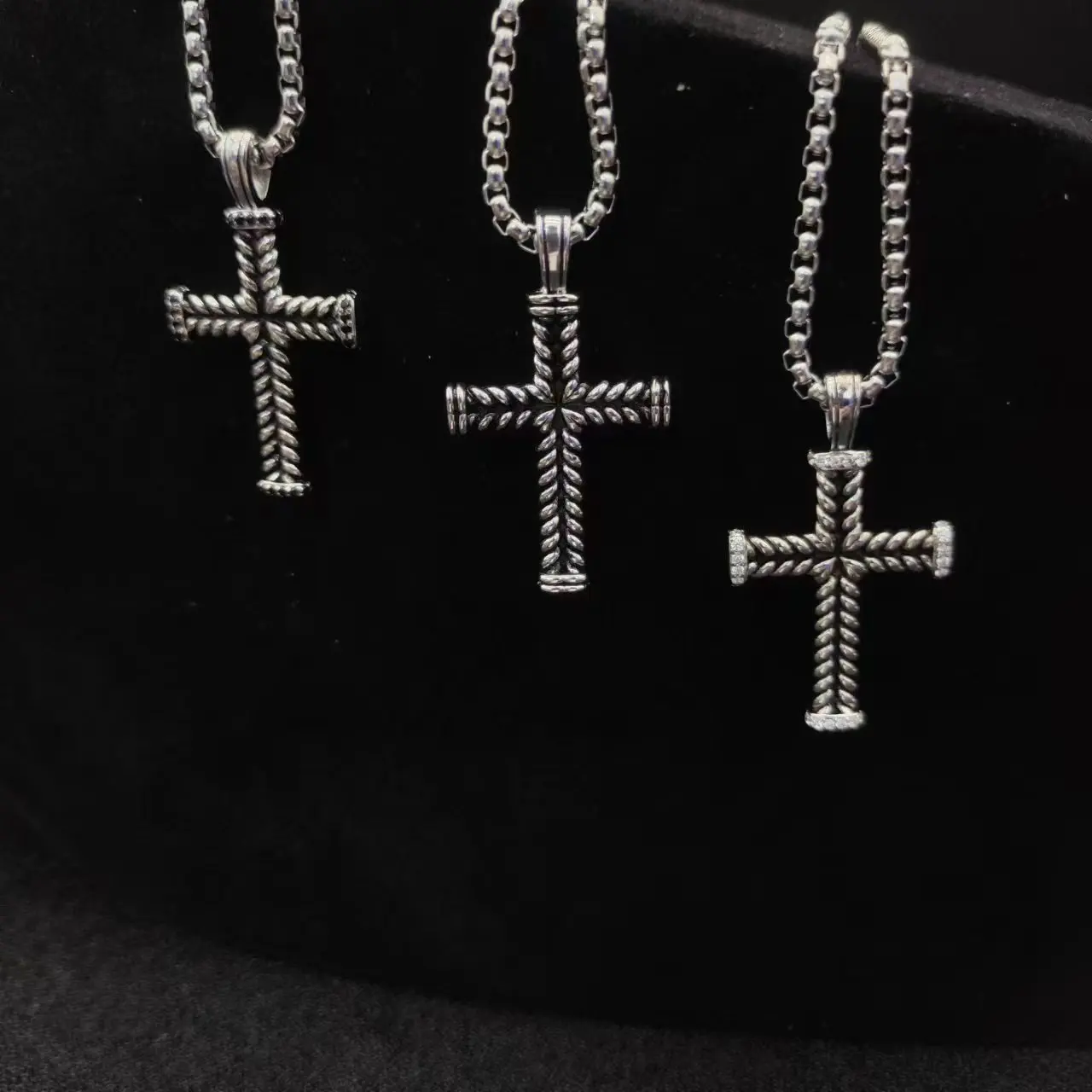 HSC  Vintage Men's Necklace With Copper Cross Pendant Punk Fashion Jewelry Box Chain Birthday Party Gift for Boys