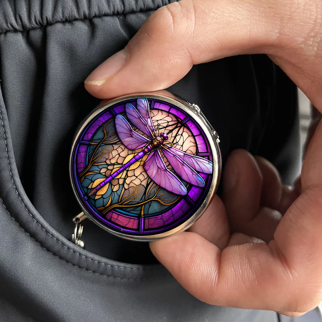 Dragonfly Design Ashtray Creative Ashtray Mini Portable Ashtray with Lid Keychain Stainless Steel Travel Ashtray Storage Box portable ashtray cigarettes ashtray silicone ashtray stainless steel ashtray metal ashtray
