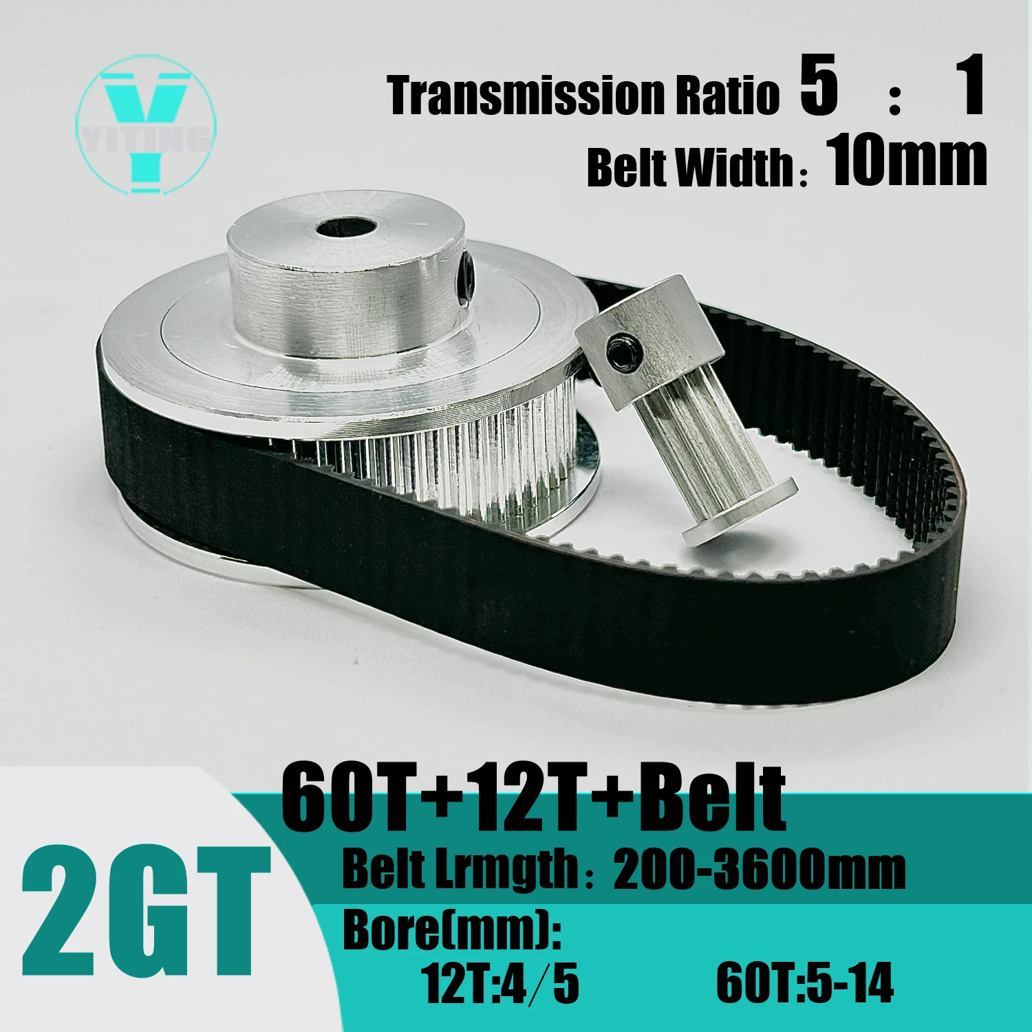 2GT2M60Teeth12TGT212Teeth60TTimingBeltPulleySetBeltWidth