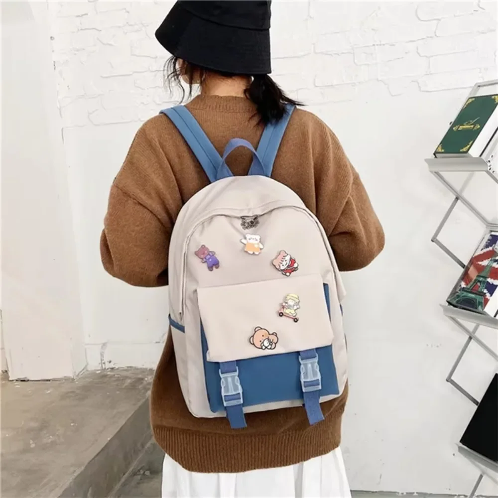 New Women's Cartoon Backpack - Waterproof Nylon College Bag, High Capacity Trendy Laptop Schoolbag for Girls Travel