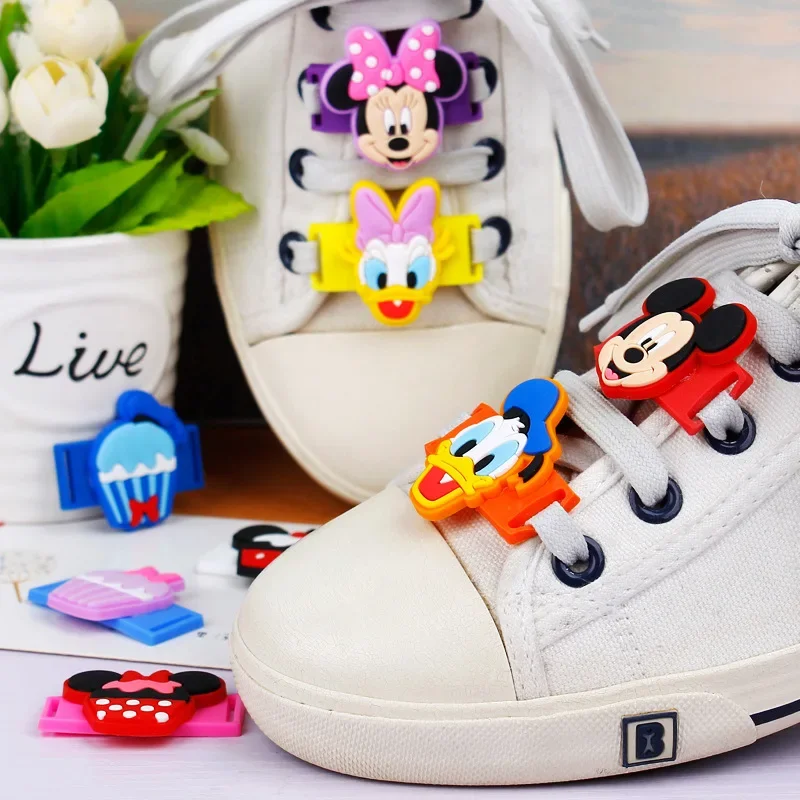 Disney Mickey scarpe Casual accessori per lacci delle scarpe dei cartoni animati fibbia scarpe Decorative scarpe di tela di fiori decorazione in colla morbida in PVC