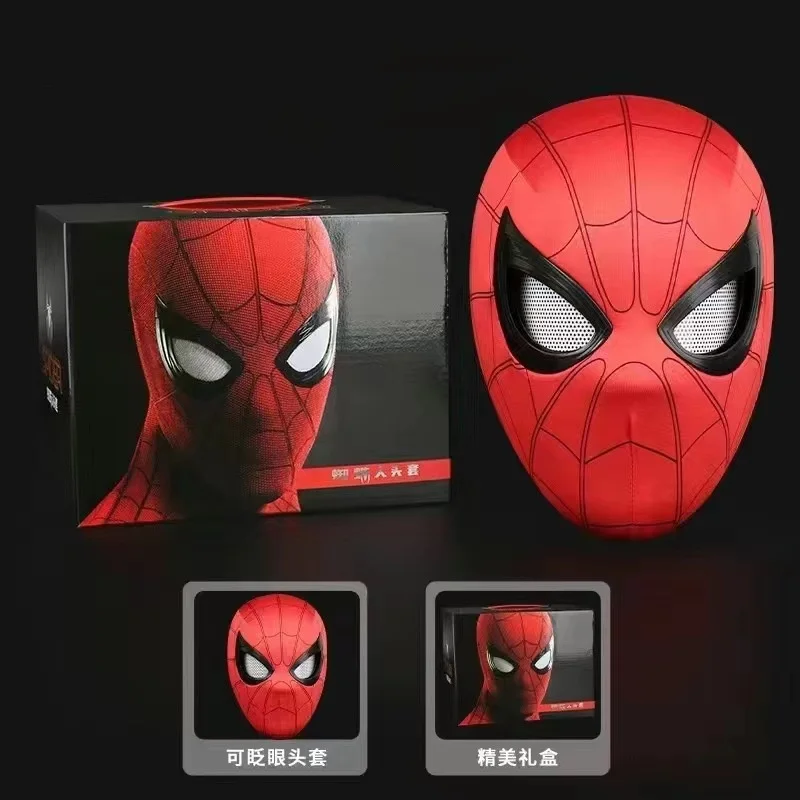 Cosplay Mask-Moving Eyes Blinking Function Superhero Headgear Adults Kids Spider-Man Helmet Ring Control Cosplay Mask Toy Gift