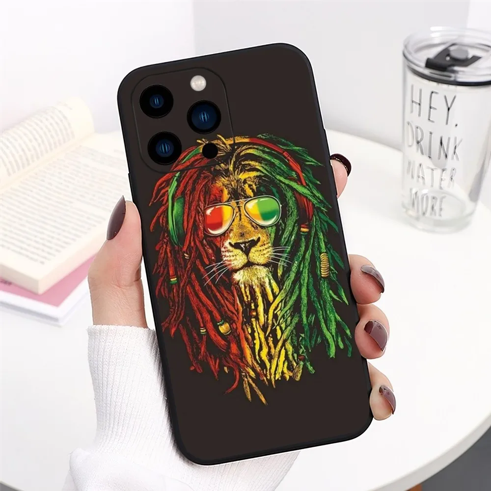 thumbnail image 1 of Funda de teléfono Bob Marley Rasta Lion para iPhone 13 14 15 11 12 Mini Pro Max Carcasa transparente, 1 of 4