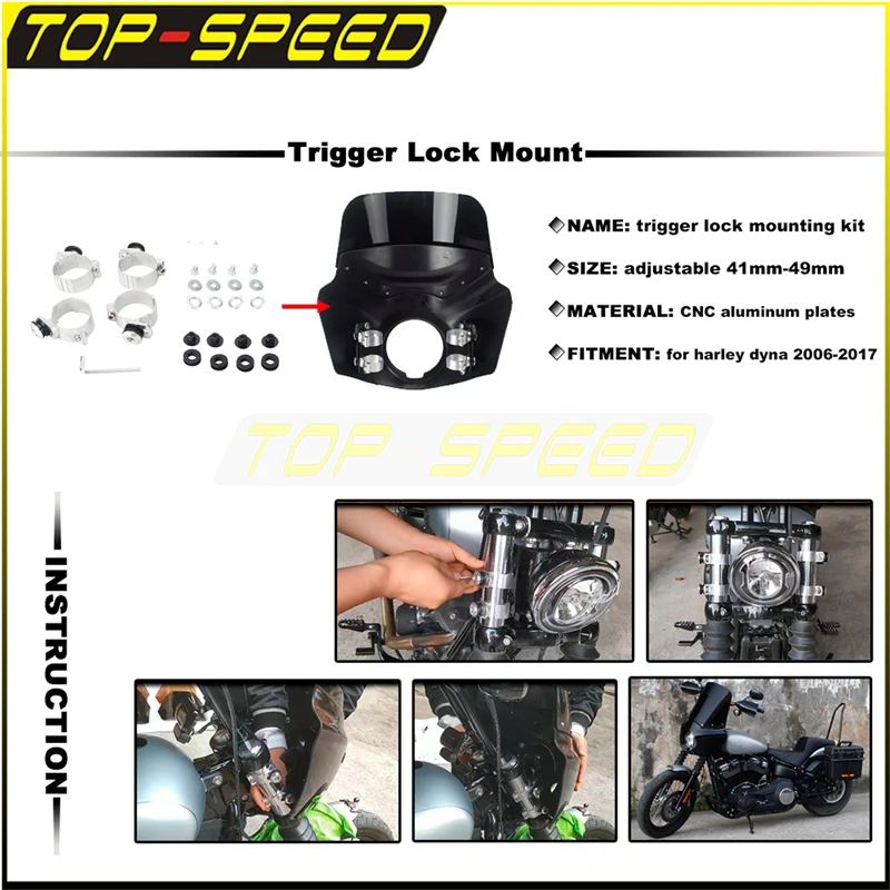 Black 5 3/4" Headlight Cowl Fairing Front Light Fairing Windshield for Harley Cafe Racer Dyna Street Bob Wide Glide Thug Style