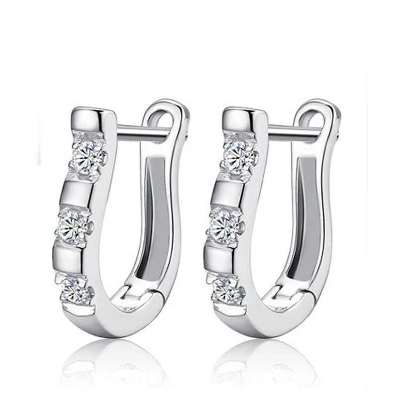  1Pcs Upscale Diamond Silver Earrings Fashion Jewelry for Women Creative U-shaped Stud Earrings Party Wedding Decoration 
