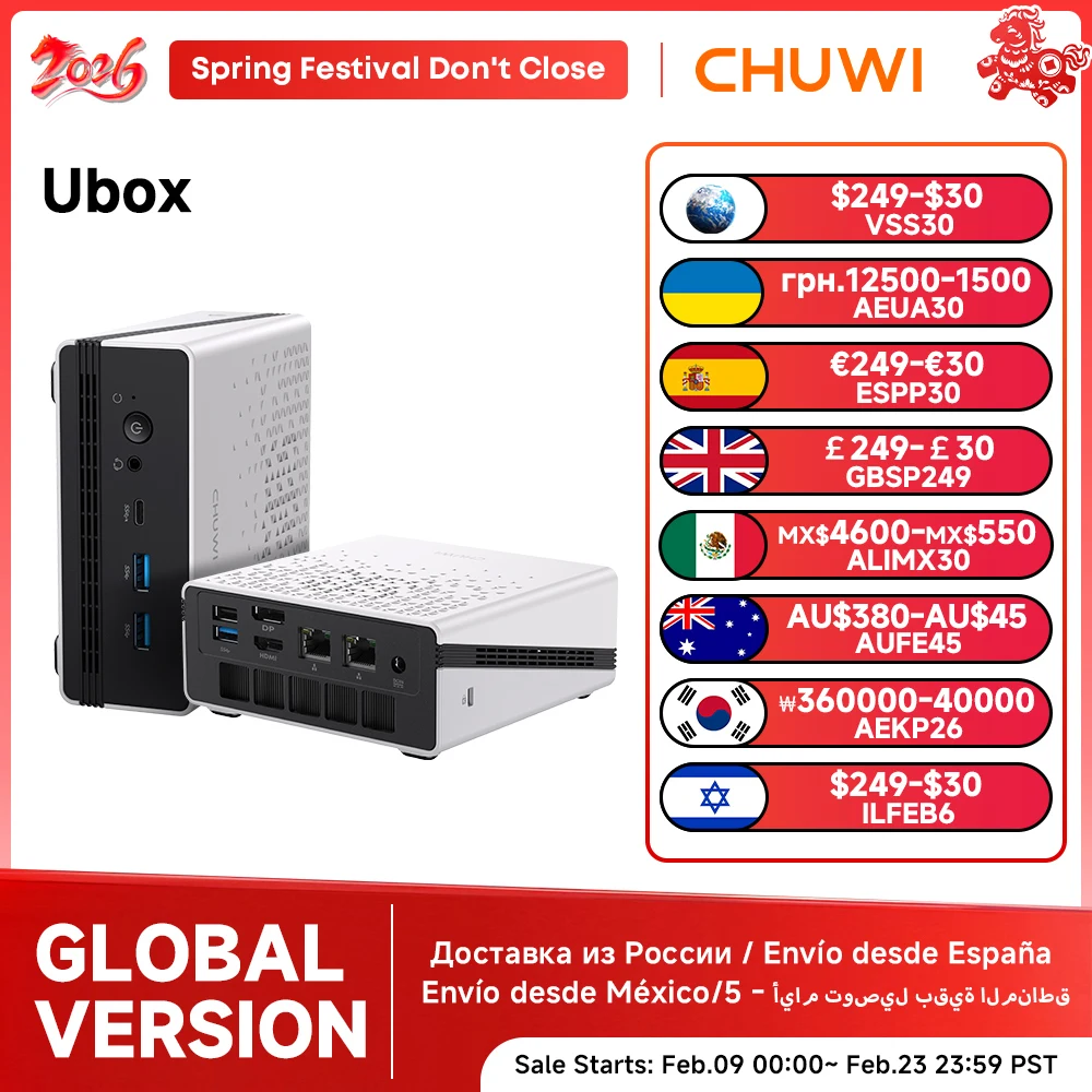 CHUWI UBox Mini PC Ryzen 6600H/7430U Processor AMD CPU 16GB RAM