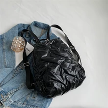  UNIXINU Space Down Backpack Women Minimalist Ruched Female Backpacks Casual Light Travel Back Bags for Women 2022 Trend 