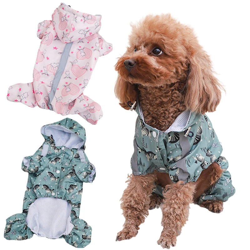 

Puppy Raincoat for Small Medium Dog Reflective Jacket Waterproof Pet Hooded Jumpsuit Yorkies Chihuahua Pug Clothes Pets Supplies