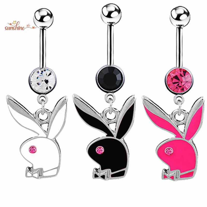 

Fashion Cartoon Rabbit Belly Button Piercing Stainless Steel Navel Button Ring Women Girls Body Jewelry Piercing Nombril Ombligo