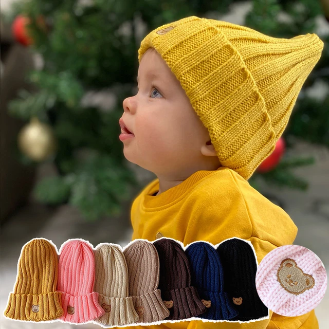 Bonnet en tricot avec oreilles pour bébé fille et garçon de 0 à 2 ans,  style coréen, élastique, printemps, automne - AliExpress