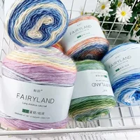100g Dyed Pure Cotton Yarn, Gradient Medium Coarse Soft Knitted Yarn Ball, DIY Sweater Hat Shawl Hand Woven Scarf Crochet Thread 1