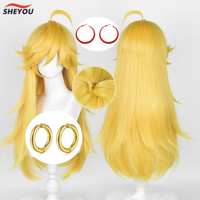 Panty Anarchy Cosplay Parrucca Anime Panty & Stocking Con Garterbelt Gold Long Heat Resistant Hair Party Role Play Parrucche + Parrucca Cap