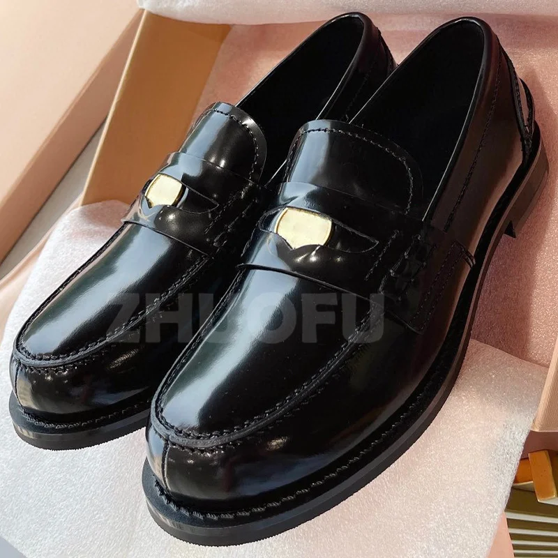 

Women Flat Shoes 2023 Spring Autumn New Genuine Leather Upper Round Head Casual Shoes Concise Versatile Loafers Free Shipping