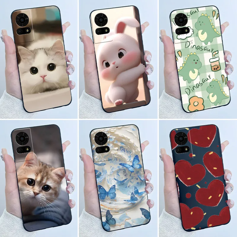 Cute Cartoon Soft Silicone Protective Phone Case - Black