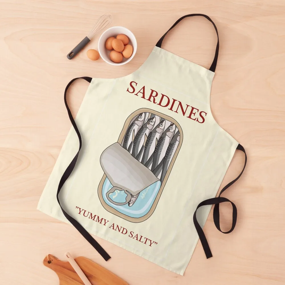 

Sardines Illustration Apron bib For Women Kitchen Apron
