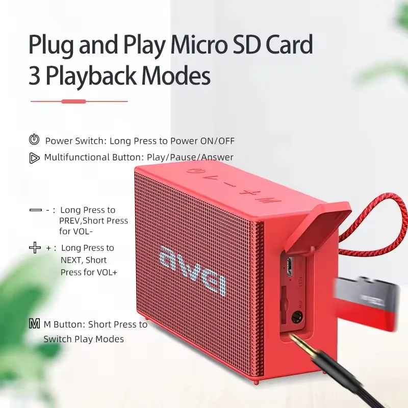 Awei Bluetooth speaker Wireless subwoofer Bar waterproof portable outdoor high sound speaker Bluetooth with AUX TF card