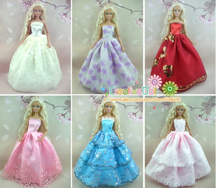 15 items = 5 Wedding Dress Princess Gown +5Pairs Shoes + 5 accessory Clothes For Barbie Doll baby girl birthday gift