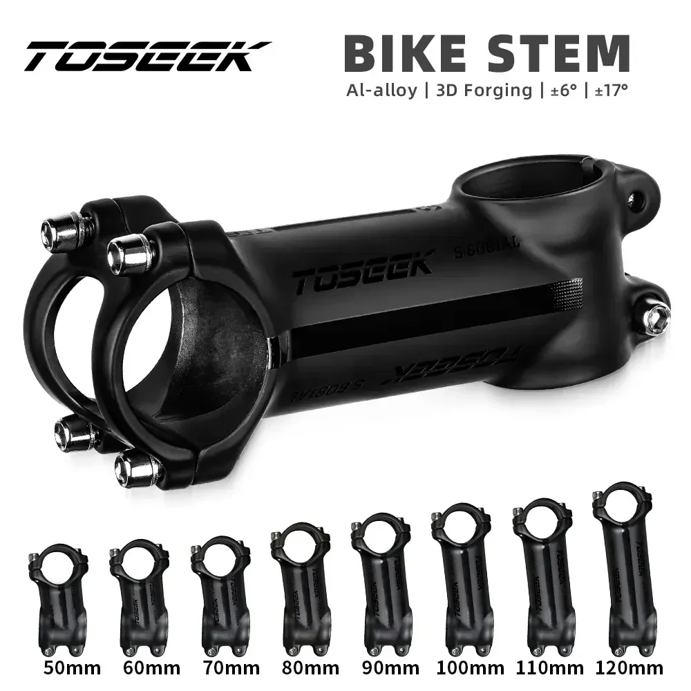 

TOSEEK 6/17 Degree MTB Handlebar Stem Ultralight Aluminum Bike Holder Riser Stems 60mm-120mm Power 31.8mm Cycling Accessories