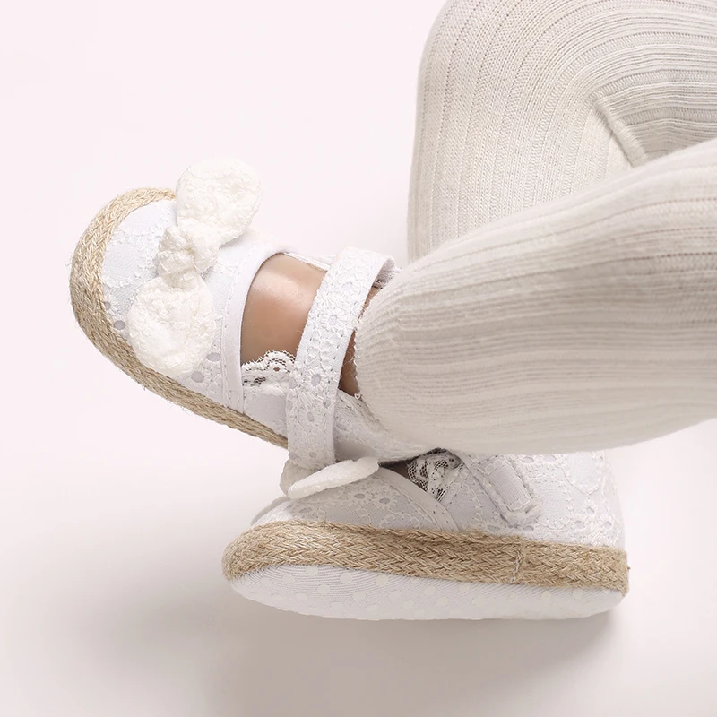 Lace Baby Girl Princess Shoes Baby Moccasins Moccas Shoes Cute Bow High Quality Cotton Comfortable 0-18M