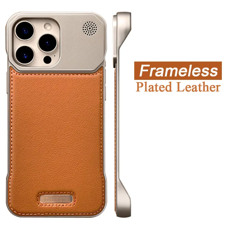 Magsafe Magnetic Frameless Leather Case with Wireless Charging and Heat-Resistant Bumper