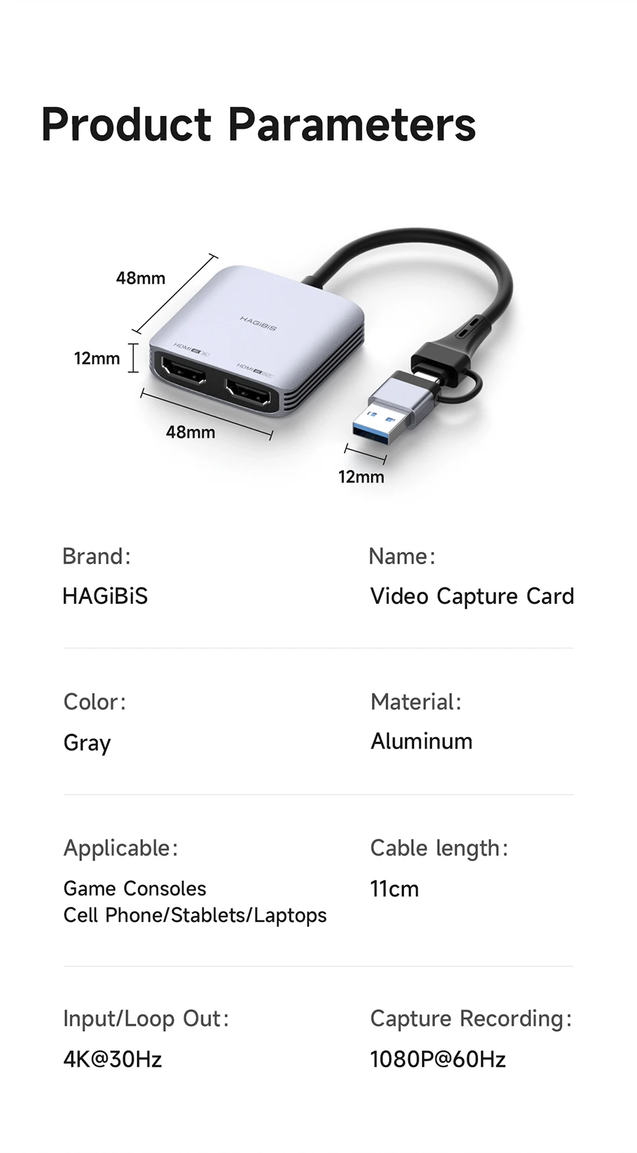 HDMI USB A C, cartão de gravação