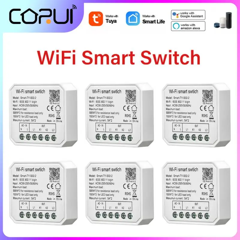 Interruttore Wireless Tuya 4 Pezzi 10A – WiFi Smart Home, Compatibile Con Alexa E Google, Timer E Controllo Vocale