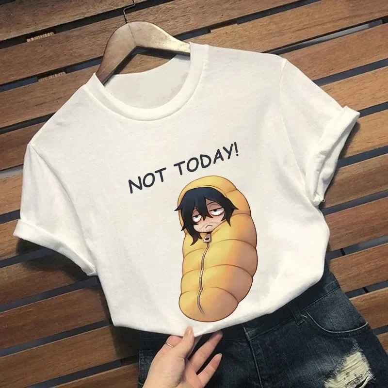 Not Today Shota Aizawa Eraser Head My Hero Academia Print Harajuku Top Damen T-Shirts Lässige Damen Basic O-Kragen Kurzarm – Detail 11