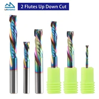 10Pcs 3.175/4/5/6/8/10mm Up Down Cut Two Flutes DLC Coated Compression Endmill CNC Router Spiral CNC Milling Cutter Bits