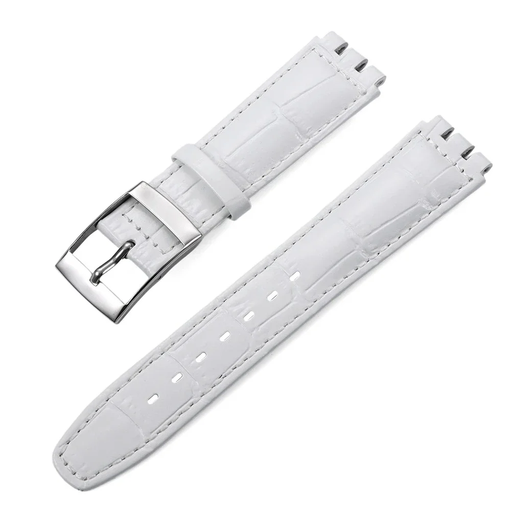 Elegant Bamboo Cowhide Leather Watchband with Metal Buckle