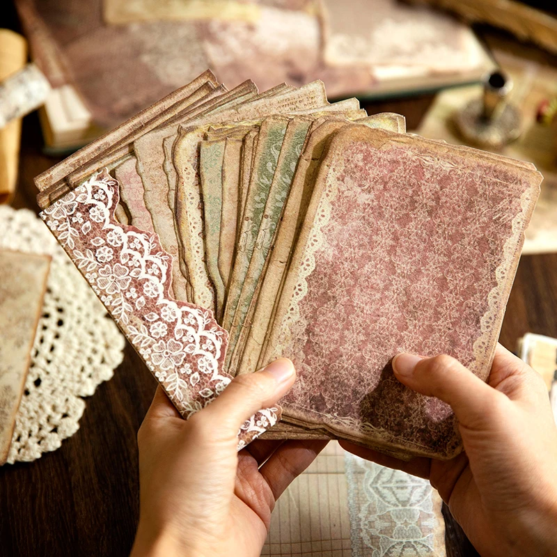 50-Pack Vintage Decorative Paper for Scrapbooking and Crafting