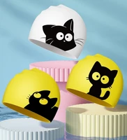 Cute Cat Swimming Cap For Long Hair Ears Protect Children Kids Waterproof Elastic Silicone Swim Pool Cap Bathing Caps Diving Hat 2