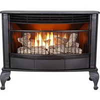 Ventless 25,000BTU Space Saving Free Standing Dual Fuel Fireplace with Built In Thermostat Control Heats up to 1,100 Square Feet 1
