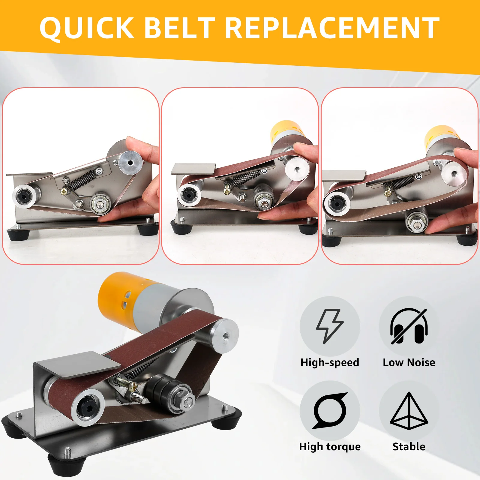 3in1 Mini Electric Belt Sander Table Grinder Motor 7-speed adjustment Belt Grinder for Fine Polishing Metal Jewelry Cutter 2
