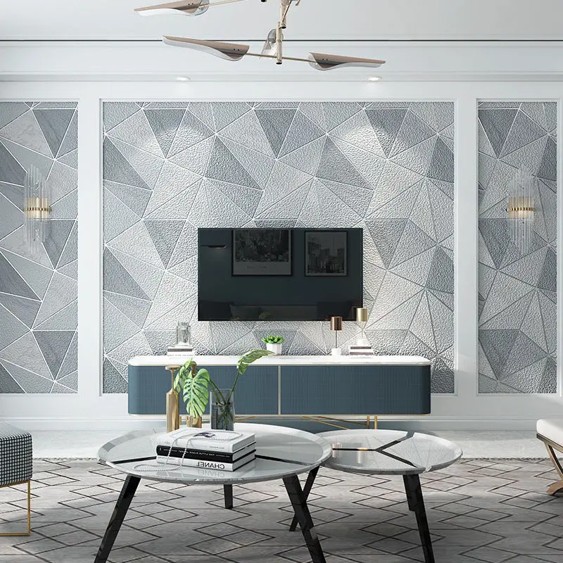3 D Gray Geometric Wallpaper Bedroom Living Room Wall Paper Stripes Triangle Modern Non-self-adhesive Wallpaper 10M Roll пакет а6 12 10 8 gray stripes нейтр бум мат ламинат