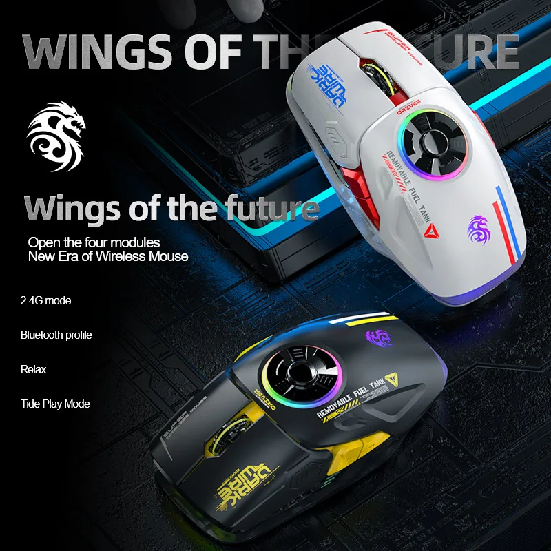 AULA H530 Wireless Mouse Four-Mode Decompress Charging Gyro Mouse Rotating Esports Gaming RGB Newest