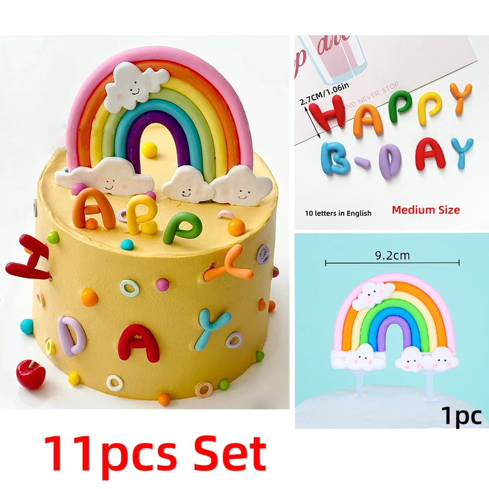 Toppers Per Torta Compleanno 23 Pezzi - Decorazioni Arcobaleno Per Bambini - Foto 7