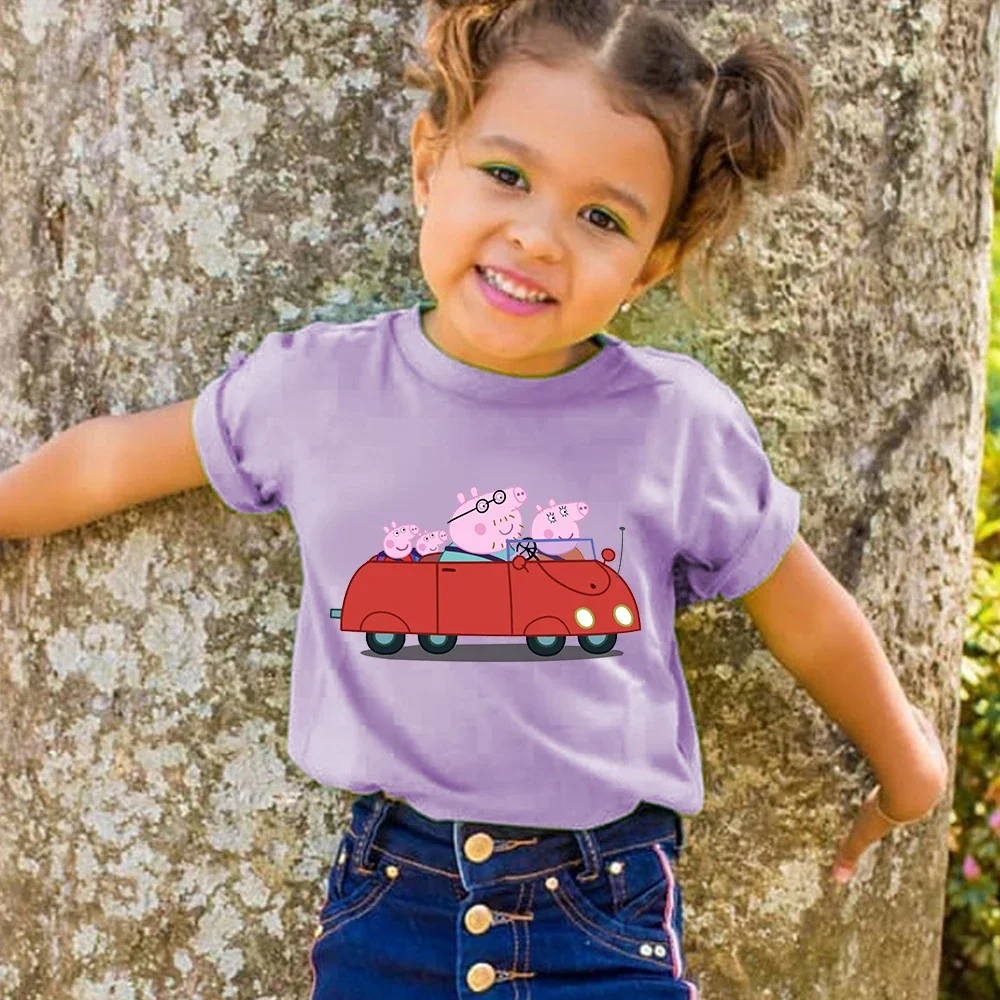Kids T-shirt Clothes Peppa Pigs Girl Boy Short Sleeve Summer Tee Clothes Tops Cartoon Printing Children Shirt Birthday Gift kids t shirt