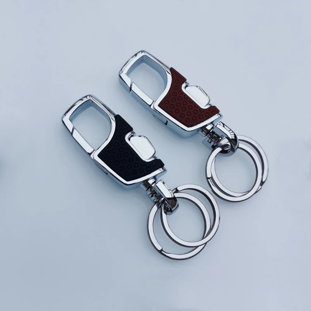 1Pc Double Switch Keychain Metal 360 Degrees Rotatable Key Holder Rings Buckle Fashion Men's Luxury Car Keyring Decorative Hooks 4