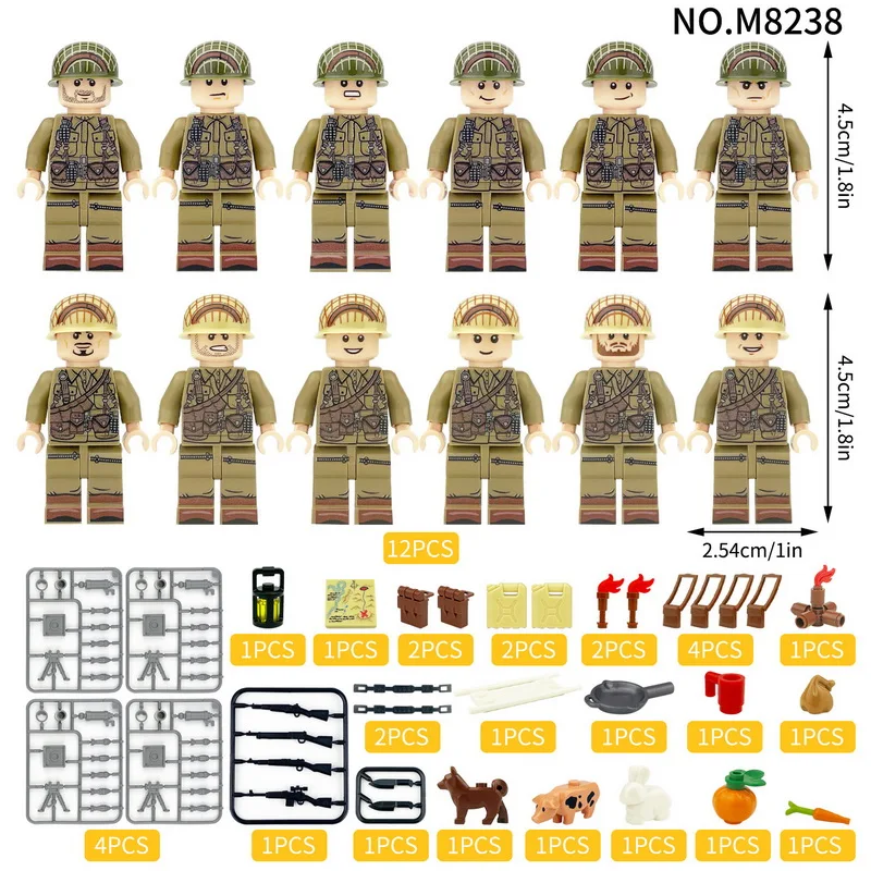 Elite Combat Building Blocks Playset with Soldier Figures, Weapons, and Canine Companion - Engaging DIY Toy Gift