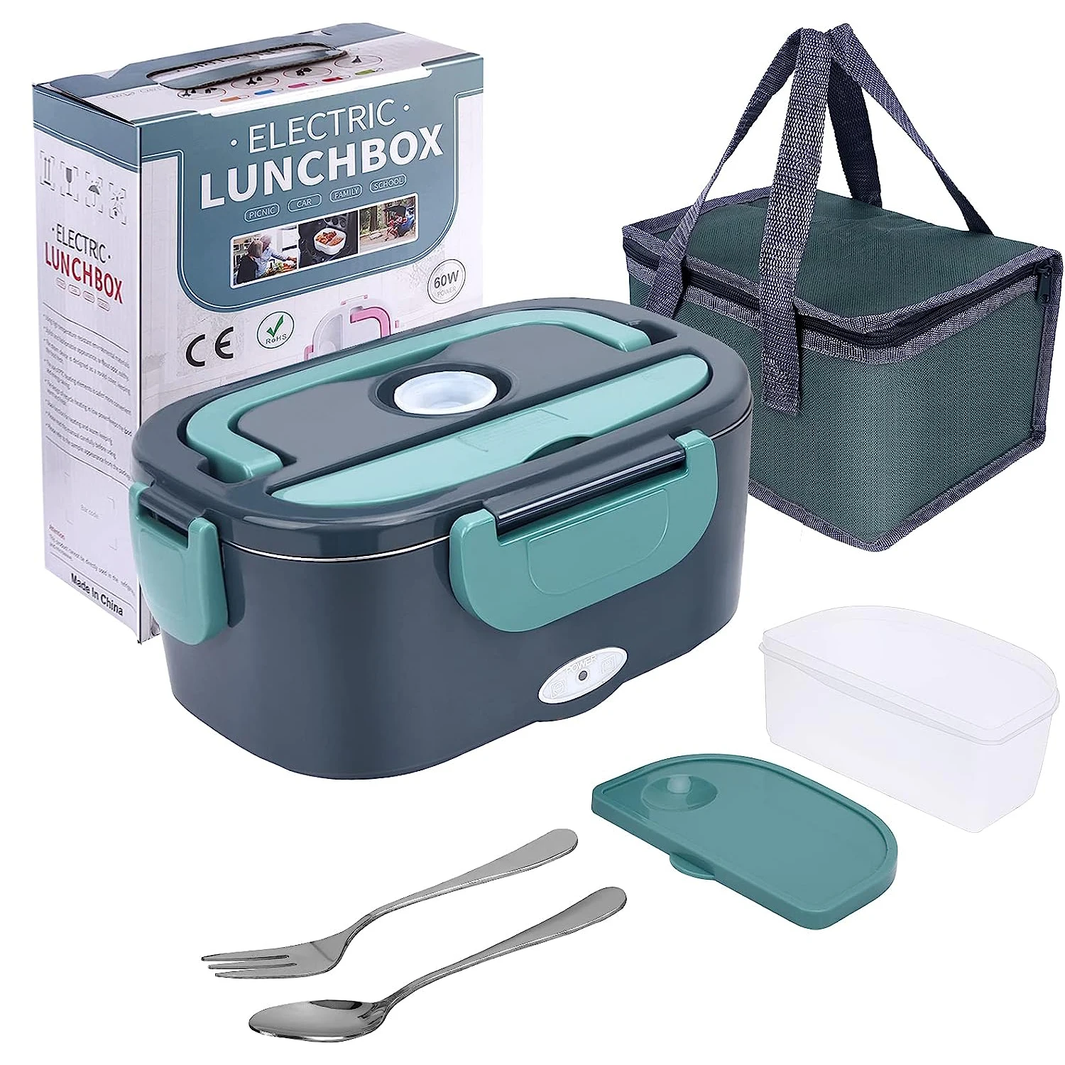 1pc Portable Electric Lunch Box With 12v+110v Dual Power Cords, 1.5l  Capacity, Suitable For Home And Car Use