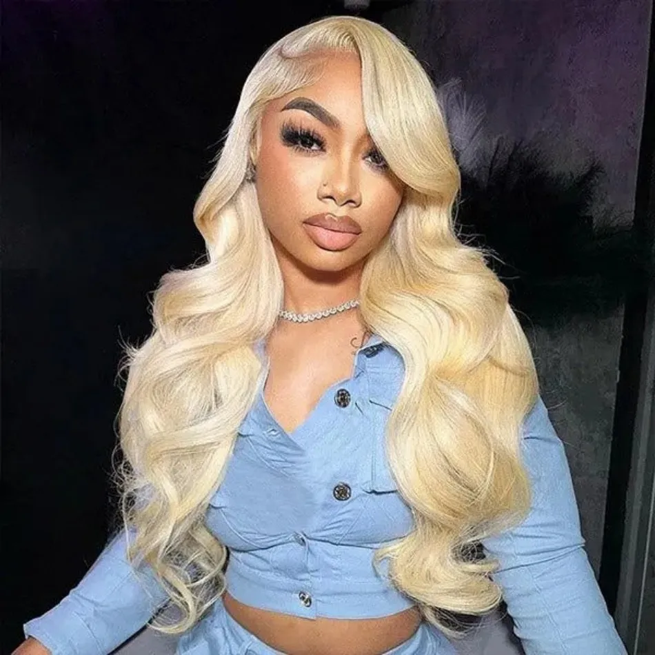 613 Blonde Human Hair Wigs Body Wave 13X6 Hd Lace Frontal Wig 100% Human Hair 250 Density Brazilian Hair For Black Women 38 Inch