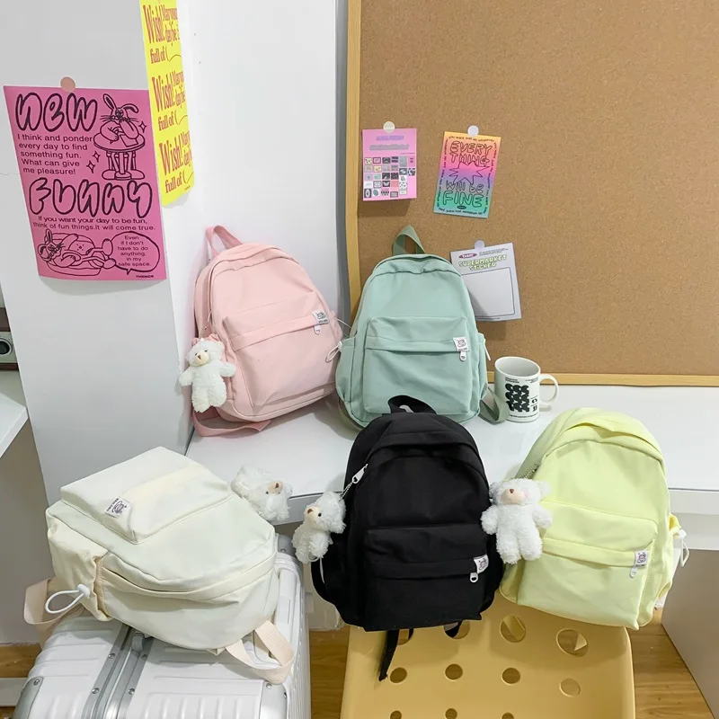 Women's Nylon Mini Backpack Fresh Look Double Strap Candy Colored Student Outdoor Camping Travel Backpack