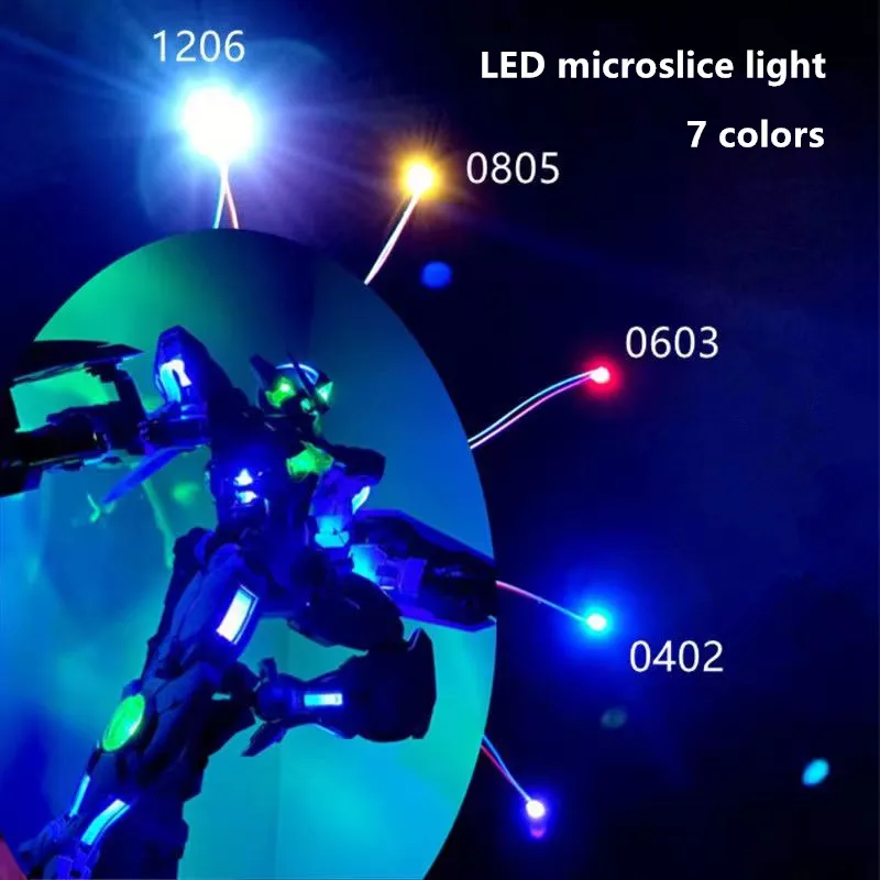 10pcs/lot wired 20cm long 7-color LED patch lights 4 sizes 1206 0805 0603 0402 Building microscene toy layout lights 4