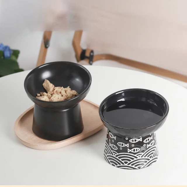 Ceramic Raised Cat Bowl  Elevated Neck Protection Ergonomic Durable Cutlery for Food Water Cute Dog Bowl ﻿ 2