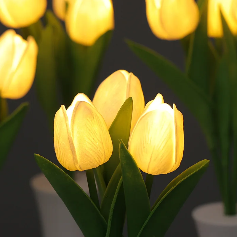 

Home Bedroom Decor Wedding Decoration Tulip Artificial Flowers Night Light Anniversary Birthday Party Favor Valentines Day Gift