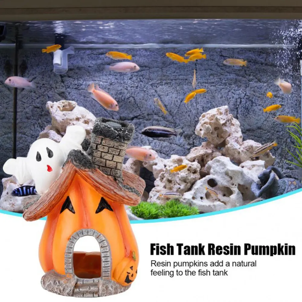 Pumpkin House Fish Tank Decor Acquario Ornamenti In Resina Accessori Per Betta Fish Tank Decorazioni Paesaggistiche